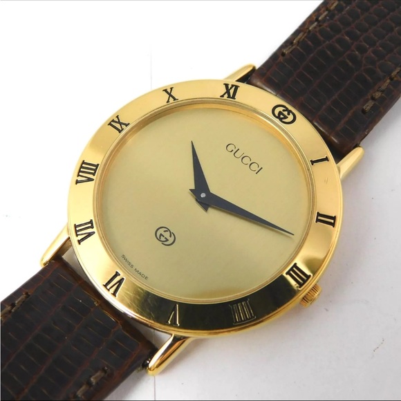 GUCCI 3000M VINTAGE GOLD VINTAGE SWISS MADE WATCH QUARTZ F86 - Picture 8 of 12